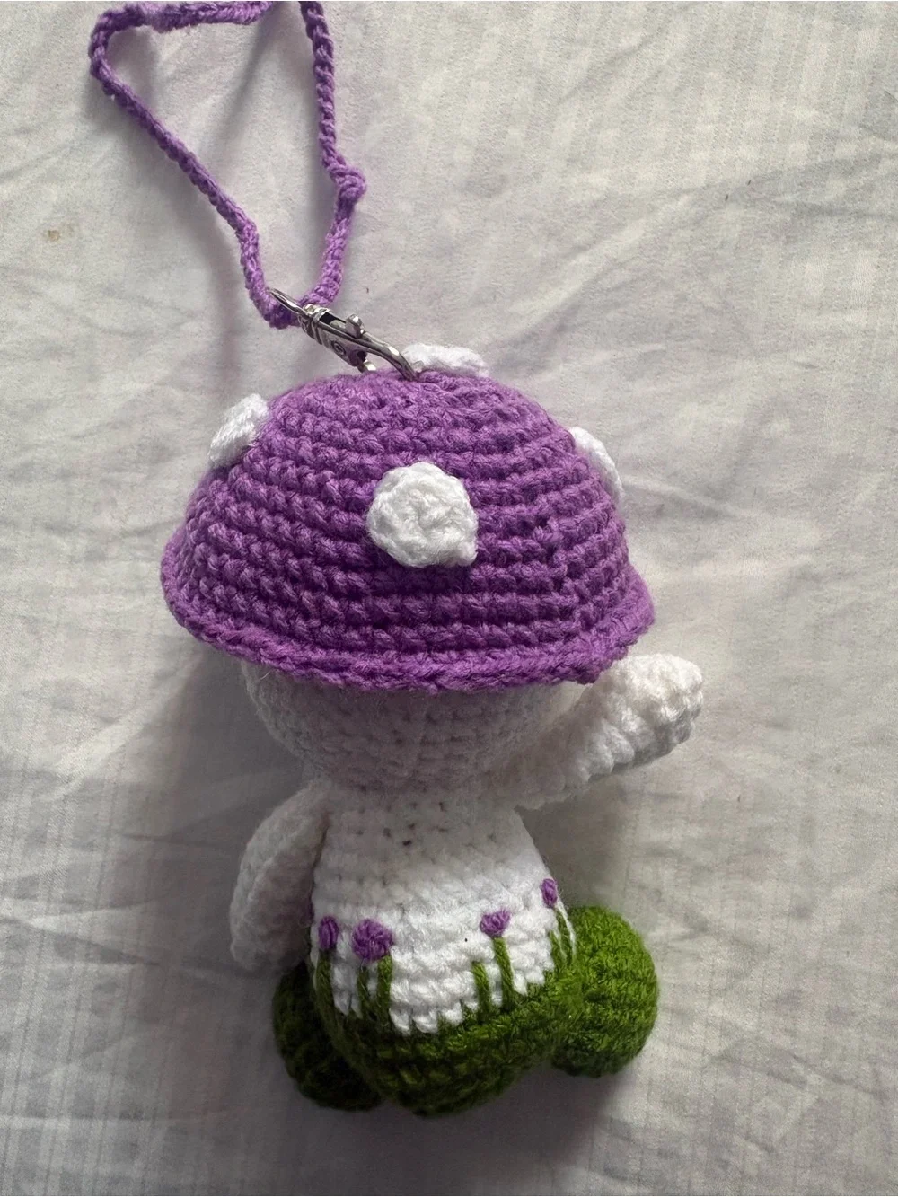 Handmade Crochet Mushroom Doll Car Decoration hanging - Purple & Green